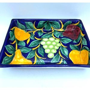 Talavara Ceramic Fruit Rectangle Deep Dish/Tray Signed